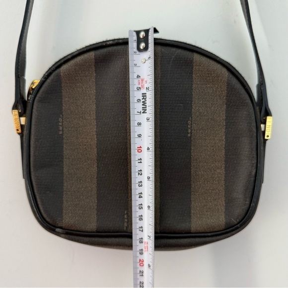 Vintage Fendi tobacco brown Pequin stripe crossbody camera bag - Picture 12 of 15